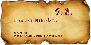 Ireczki Miklós névjegykártya
